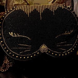 MARY FRANCIS SIGNED !! BLACK MEOW PURSE/CROSSBODY